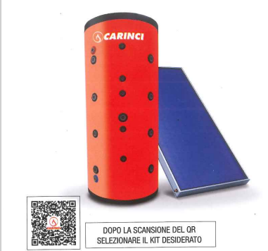 Sistema Solare Carinci KIT TERMOBOILER da lt 800 con 3 pannelli  da 2,5 mq